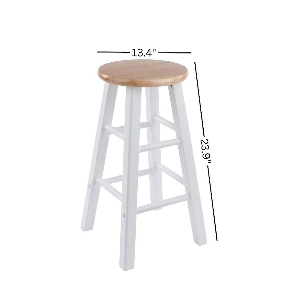 Natural & White Solid Wood Kitchen Stools Set of 2, Bar Chairs, Counter Seating. Picture 7
