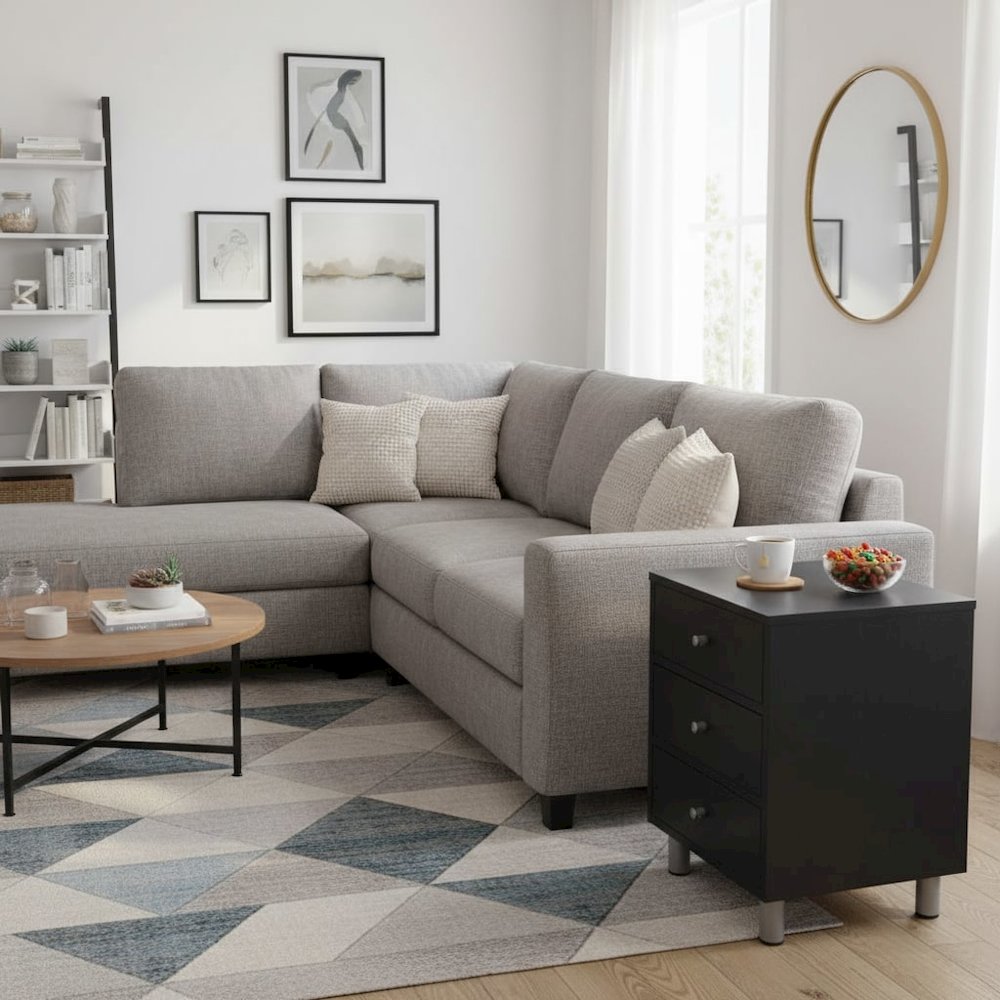 Accent Table, Black Finish, Three Storage Drawers, Small End Table. Picture 2