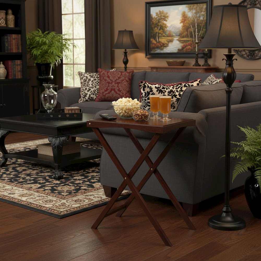 Solid Wood Butler Tray Table in Antique Walnut Finish, Small TV Tray Table. Picture 2