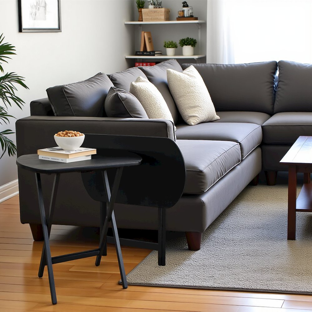 Oversize Solid Wood TV Trays Set Of 2 Folding Snack Tables In Rich Coffee Finish. Picture 2