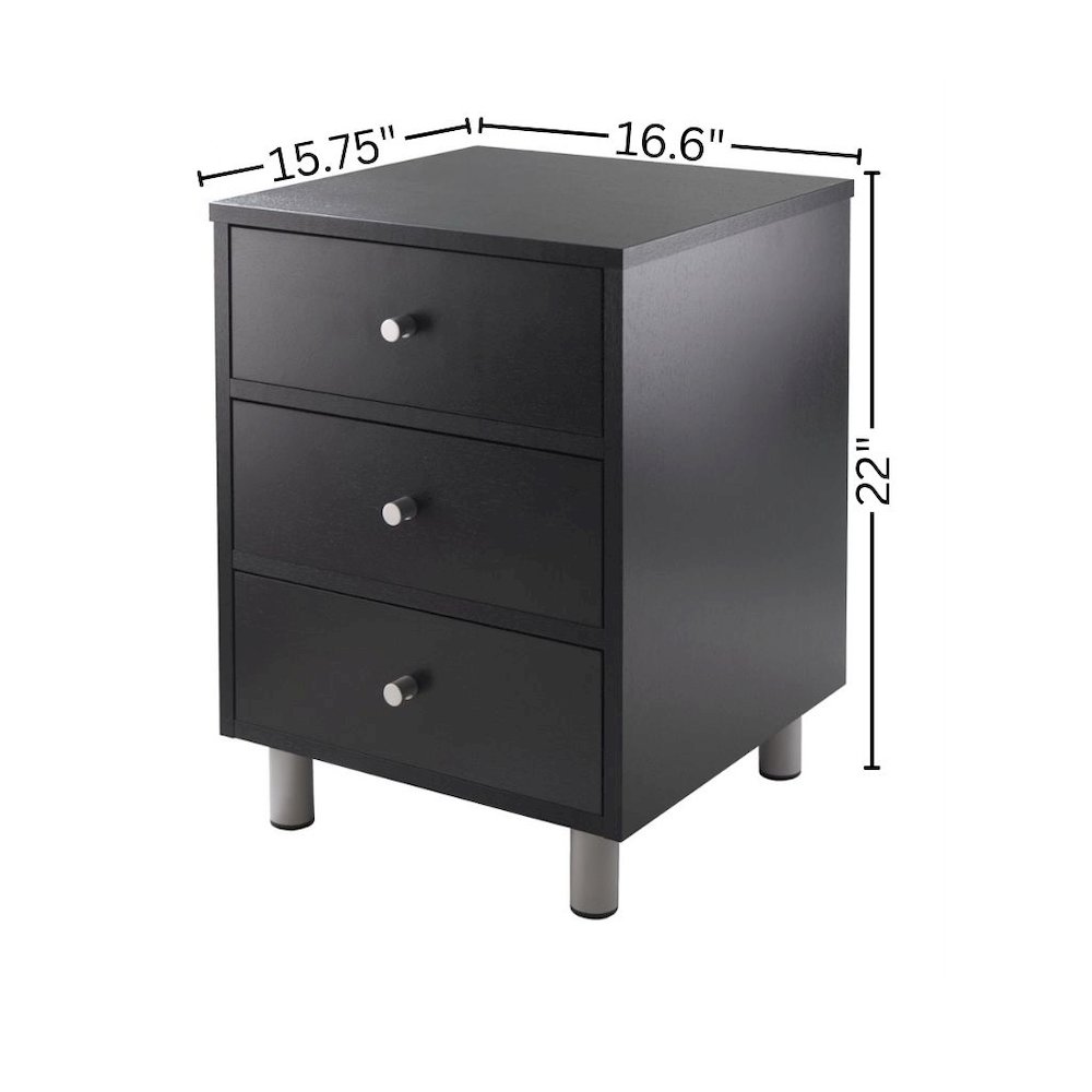 Accent Table, Black Finish, Three Storage Drawers, Small End Table. Picture 5