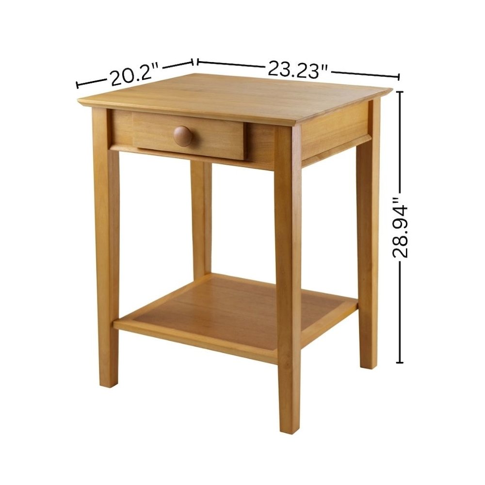 Printer End Table, Drawer Lower Shelf, Solid Wood, Honey Gold. Picture 5
