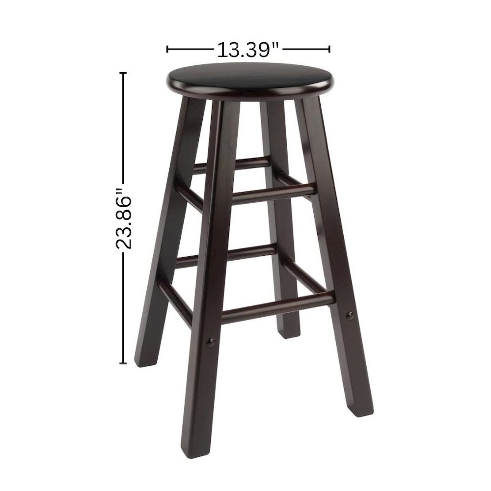 2-Piece Counter Stool Set, Round Seat, Solid Wood, Espresso Finish. Picture 7