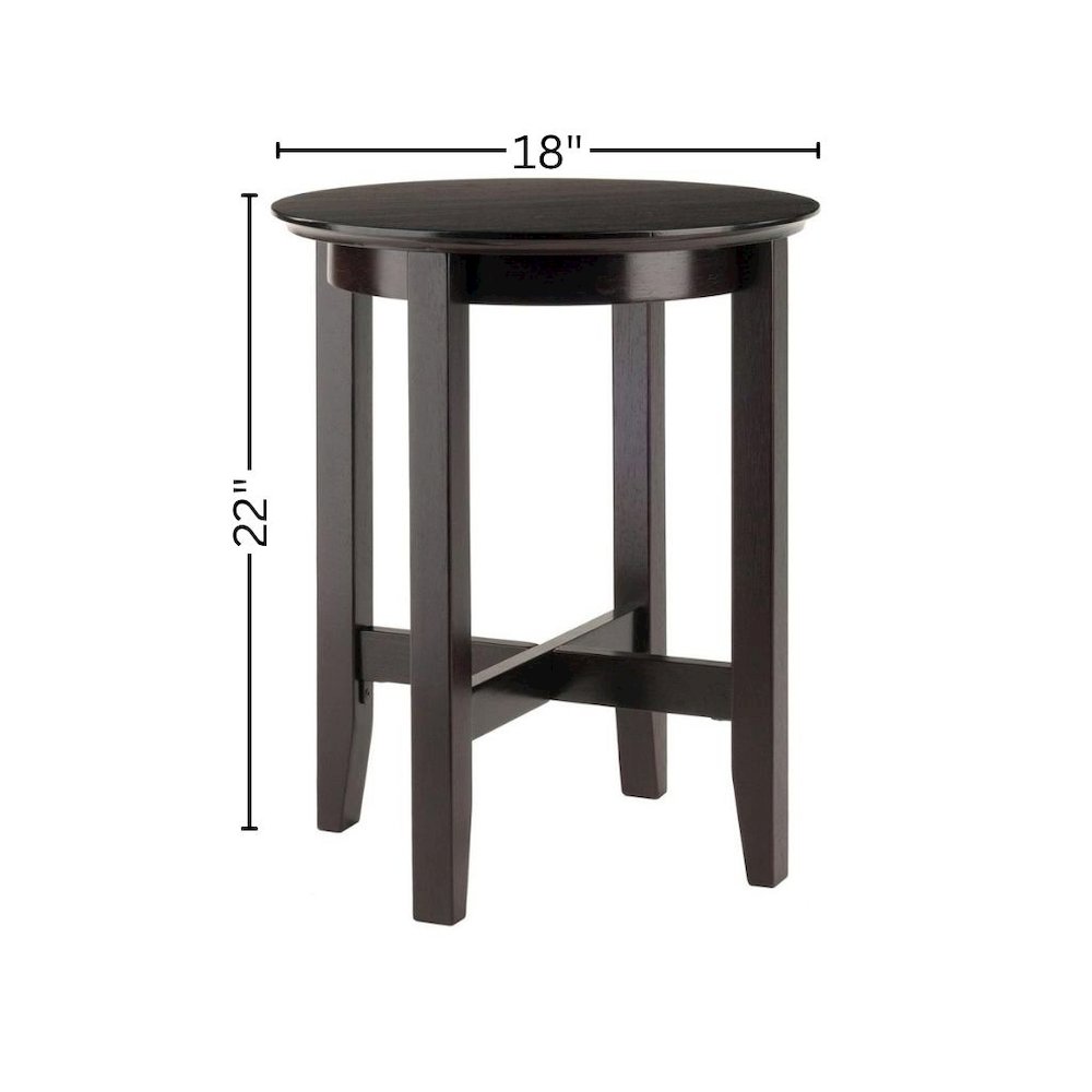 Square End Table, Espresso Finish, Solid Wood, Shaker Style, X-Crossbar. Picture 7