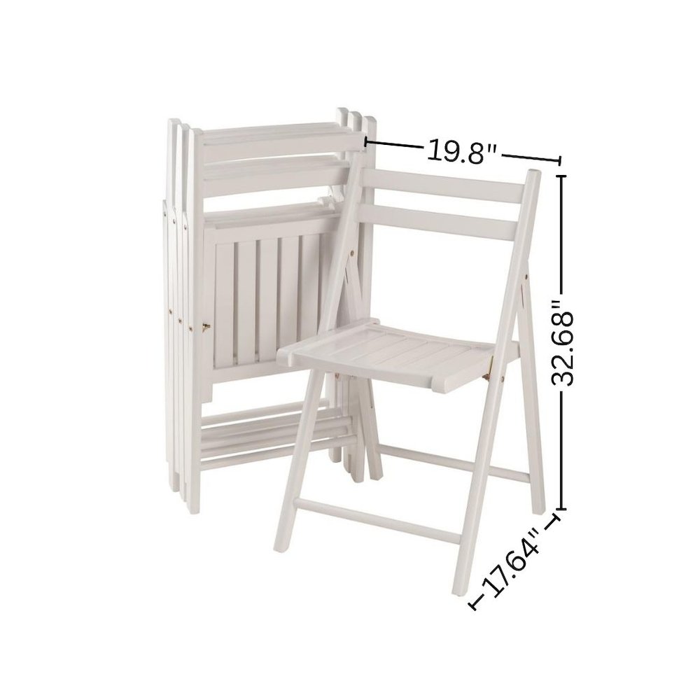 4-PC Folding Chair Set, White Solid Wood, Portable Seating. Picture 9