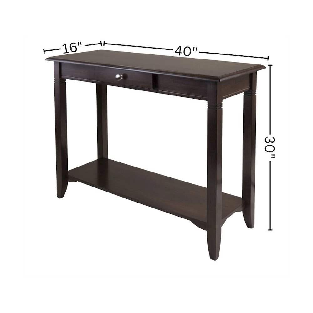 Console Table, Brown Drawer Shelf, Hallway Entryway Table, Solid Wood. Picture 5