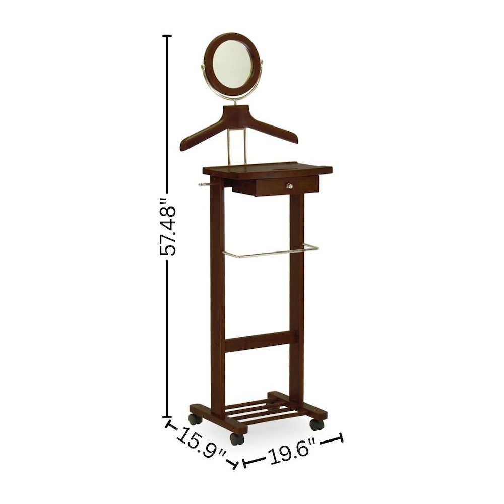 Vanity Valet Stand, Mirror Drawer Tray Hanger, Walnut Finish. Picture 5