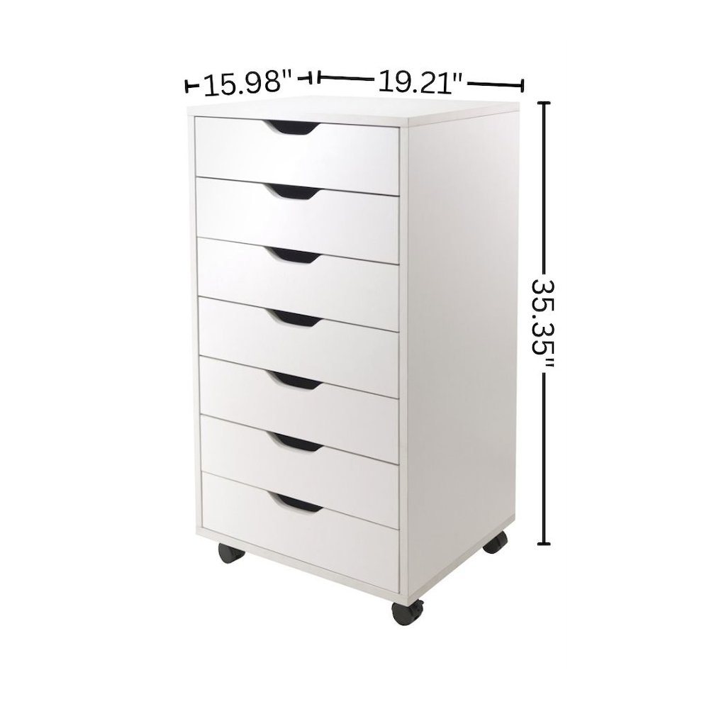 White Cabinet, 7 Drawers, Casters, Mobile Closet Organizer, Office. Picture 5