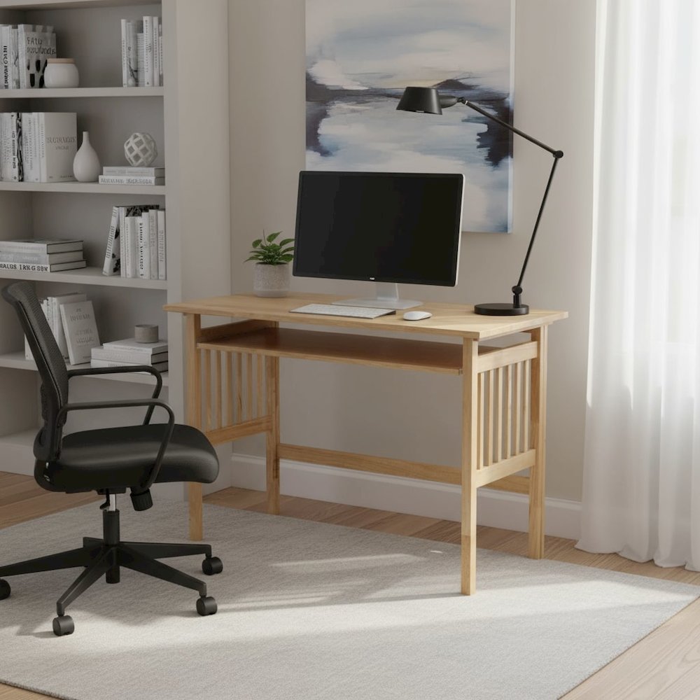 Honey Finish Printer Table, Solid and Composite Wood for Computer Workstations. Picture 3