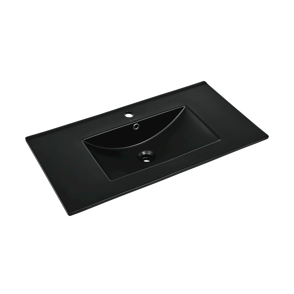 36" Vanity Sink Top in Glossy Black. Picture 1