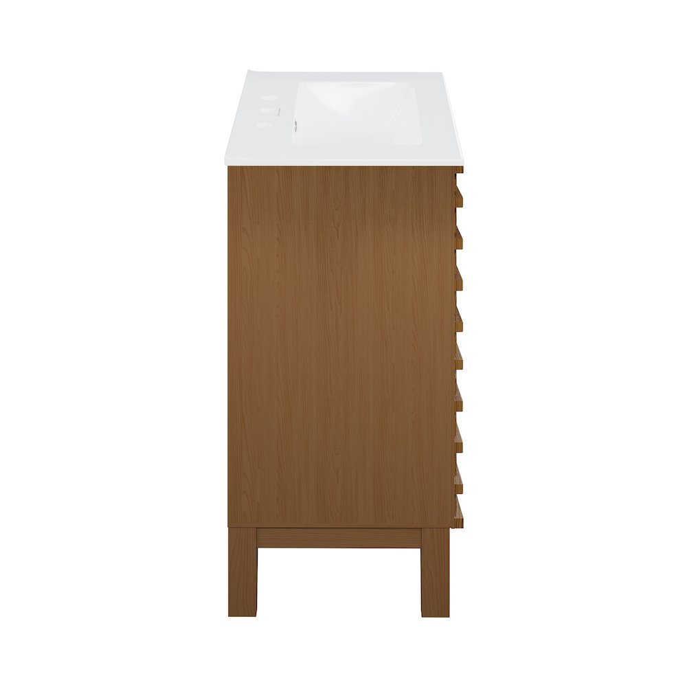 30" Freestanding Bathroom Vanity in Brown Oak with 3-Hole Widespread Sink Top. Picture 6