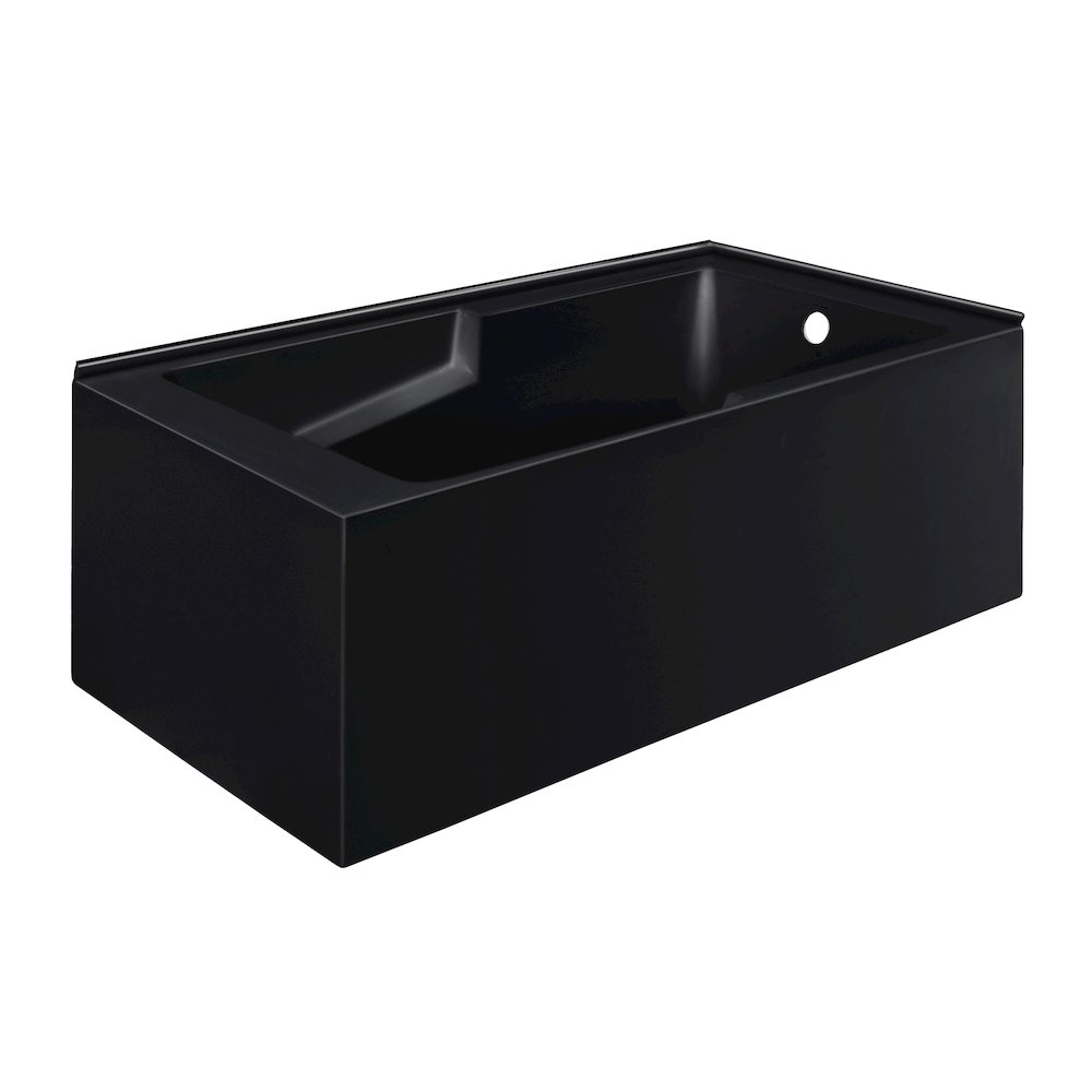 Voltaire 60 x 32 Right Drain Soaking Alcove Corner Apron Bathtub in Matte Black. Picture 1