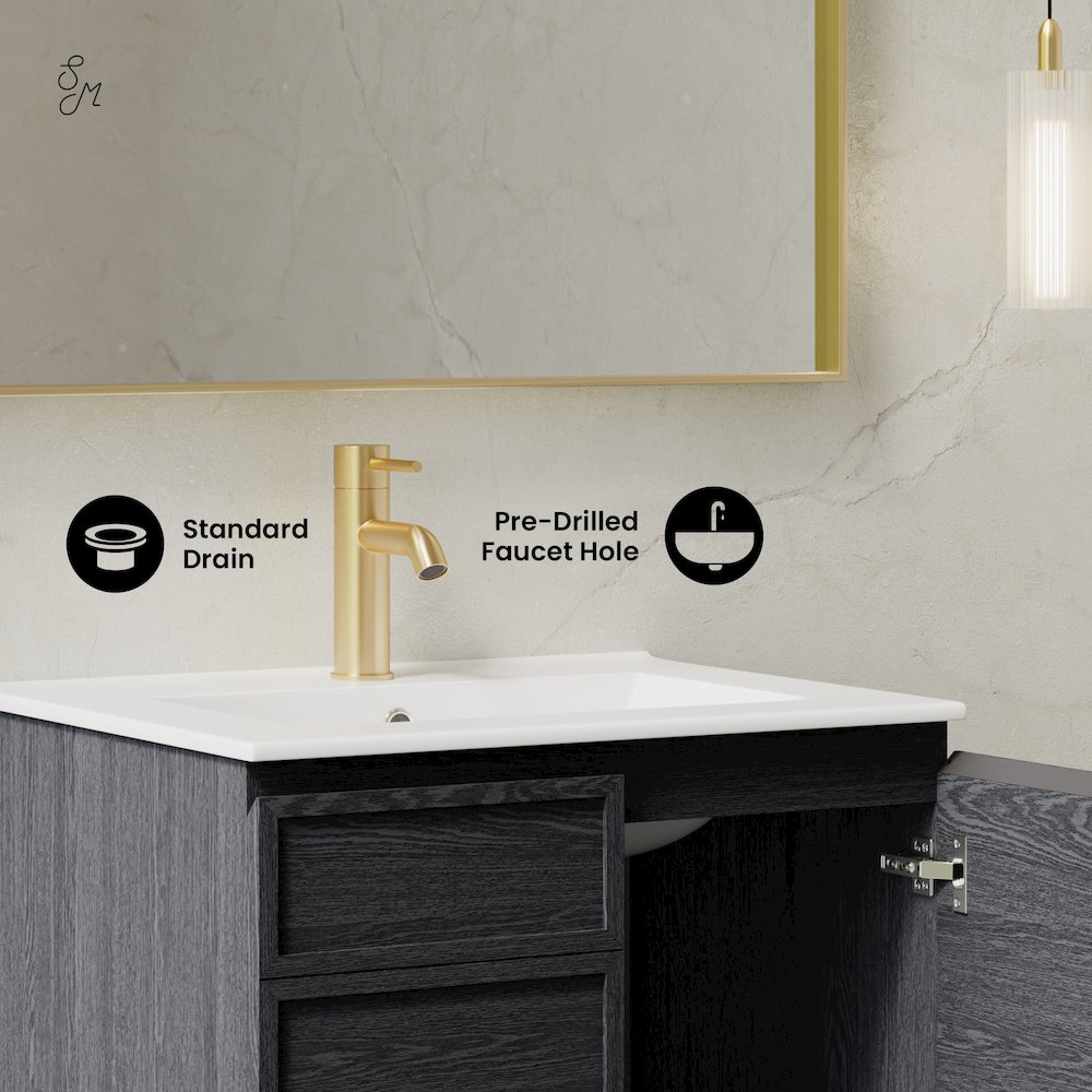 St. Tropez 24" Wall-Mounted Bathroom Vanity in Black Oak with Sink Top. Picture 10
