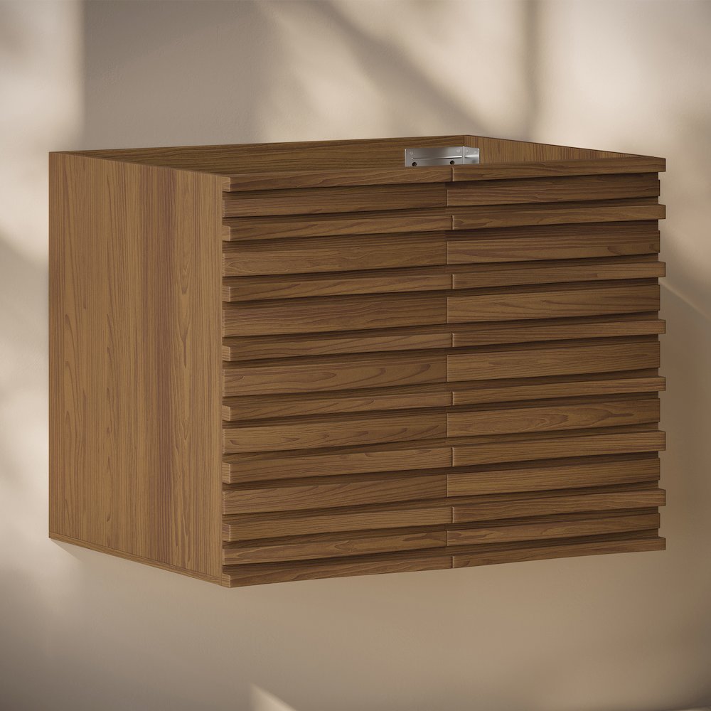 Cascade 30" Wall-Mounted Bathroom Vanity Cabinet without Top in Brown Oak. Picture 3