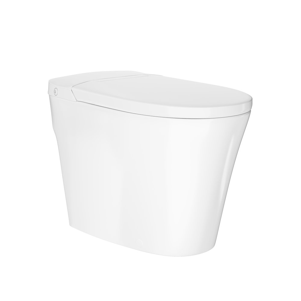 Hugo One-Piece 12" Rough-in 1.1 GPF Top Flush Elongated Toilet in Glossy White. Picture 10