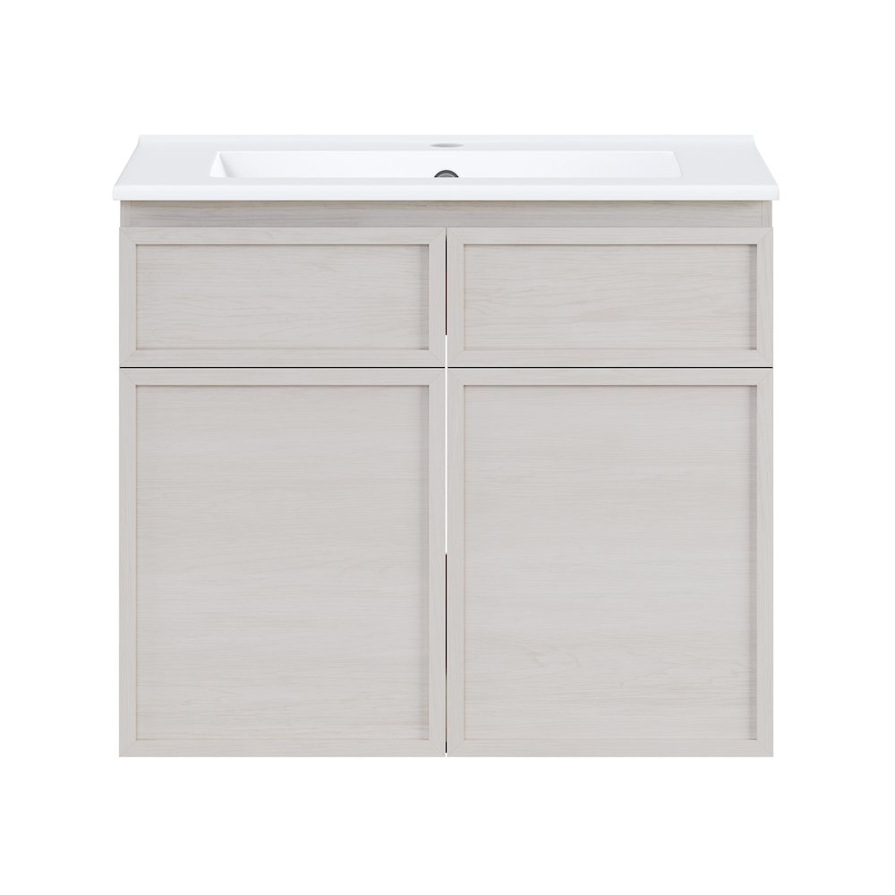 St. Tropez 24" Wall-Mounted Bathroom Vanity in White Oak with Sink Top. Picture 1