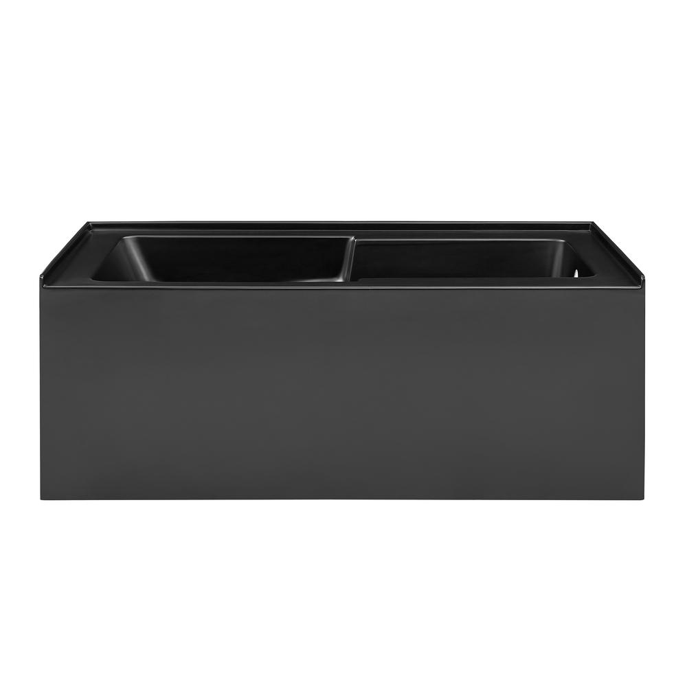Voltaire 60" x 30" Right-Hand Drain Alcove Bathtub with Apron in Matte Black. Picture 1