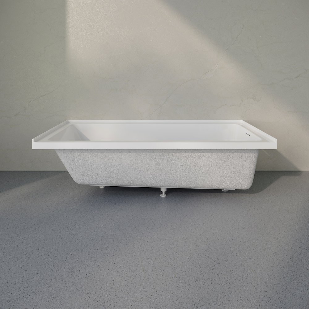 Right Drain Soaking Alcove Bathtub in Glossy White with Integrated Armrest. Picture 6