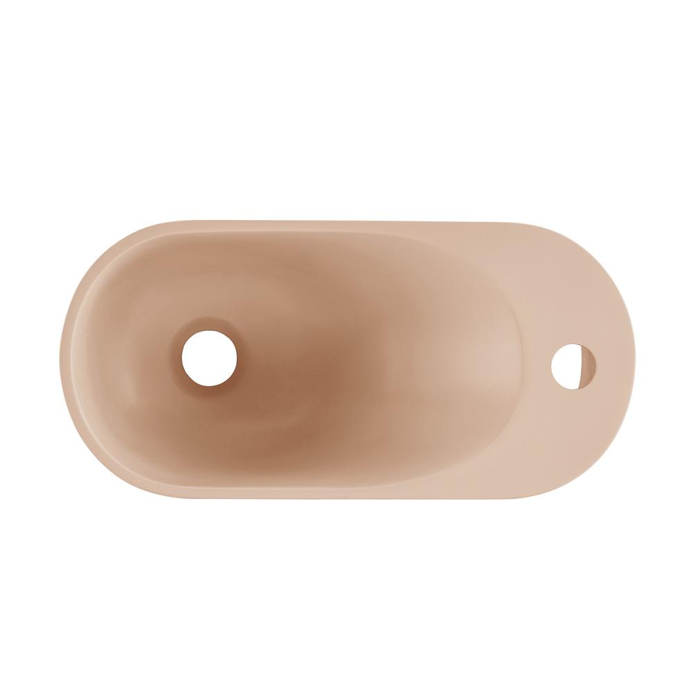 Terre 17.5" Right Side Faucet Wall-Mount Bathroom Sink in Pastel Peach. Picture 6