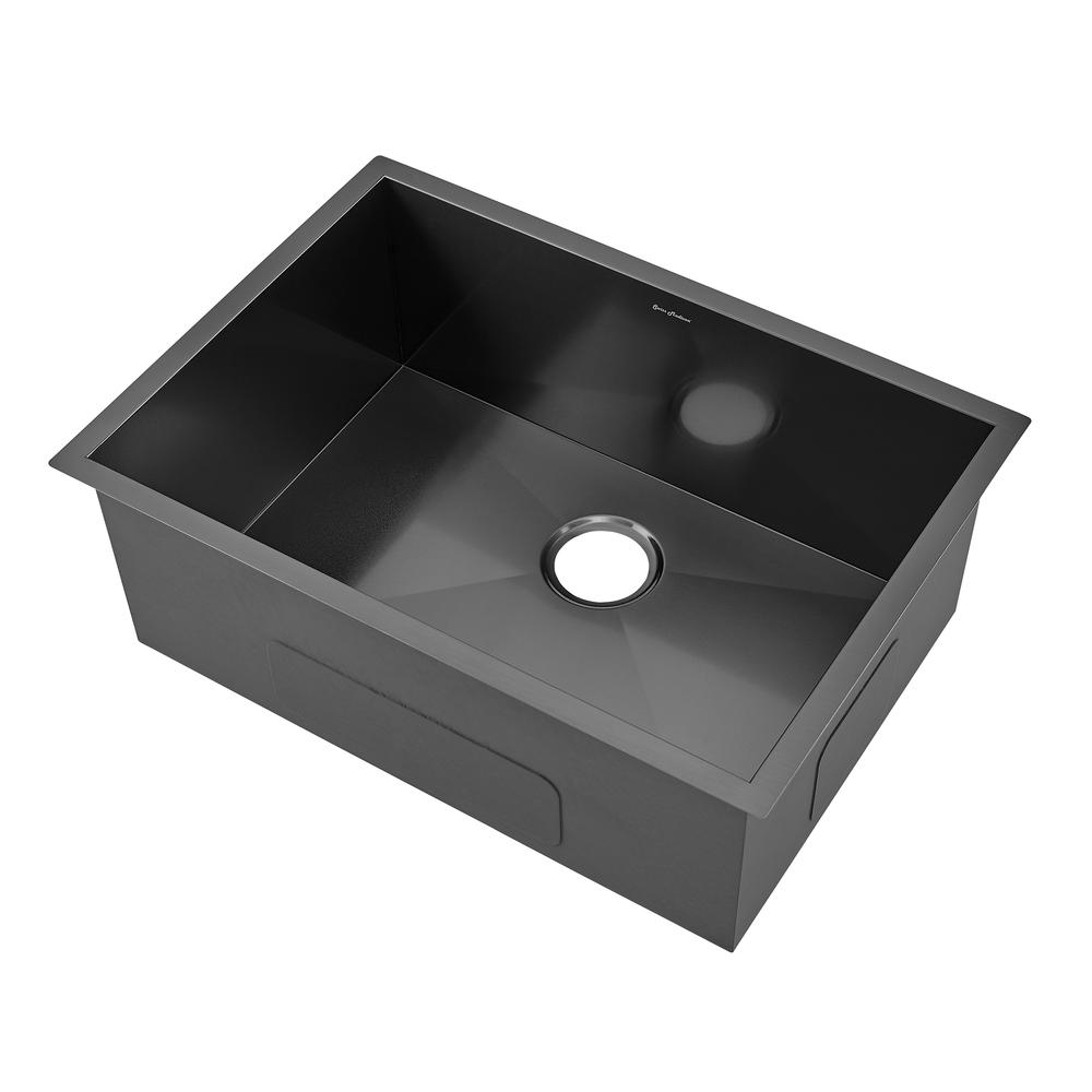 Stainless Steel, Single Basin, Undermount Kitchen Sink in Black. Picture 4