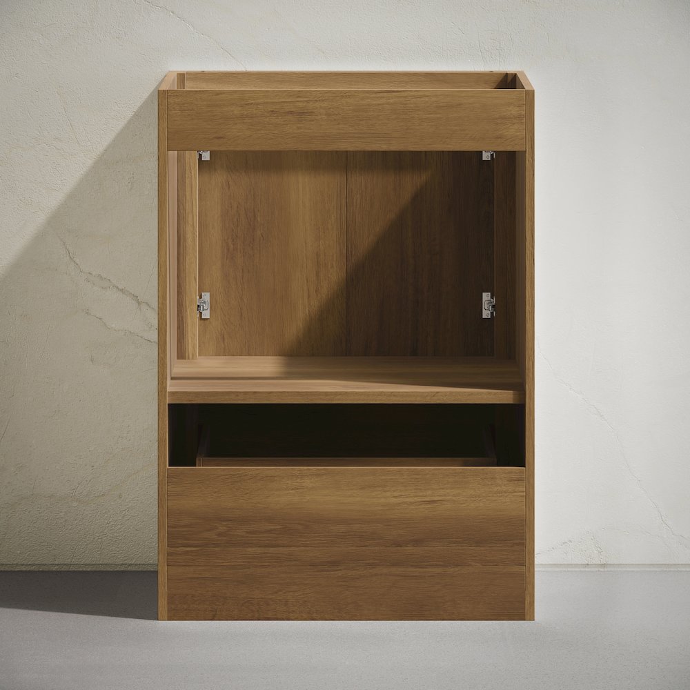 Virage 24" Freestanding Bathroom Vanity in Brown Oak without Sink Top. Picture 4