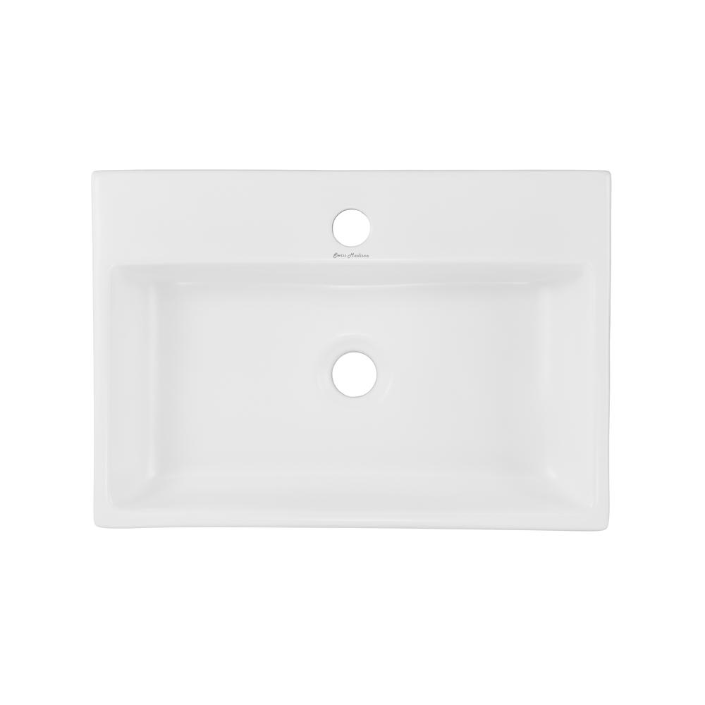 Claire 20 Rectangle Ceramic Vessel Sink, Matte White. Picture 4