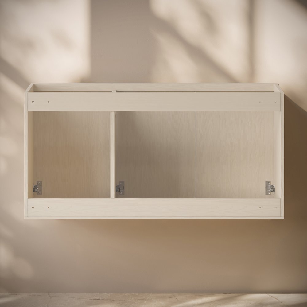 Cascade 48" Wall-Mounted Bathroom Vanity Cabinet without Top in White Oak. Picture 4