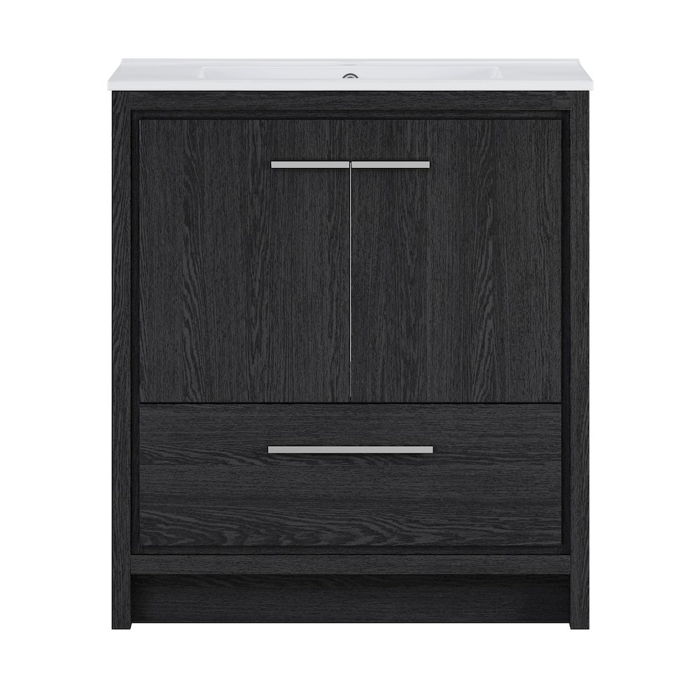 Virage 30" Freestanding Bathroom Vanity in Black Oak with Sink Top. Picture 1