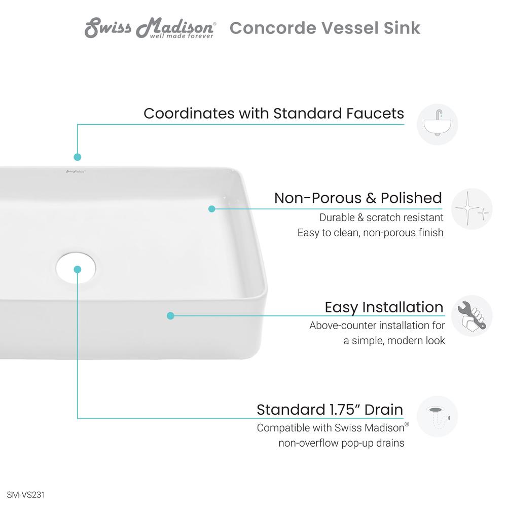Concorde 24 Rectangle Ceramic Vessel Sink. Picture 7