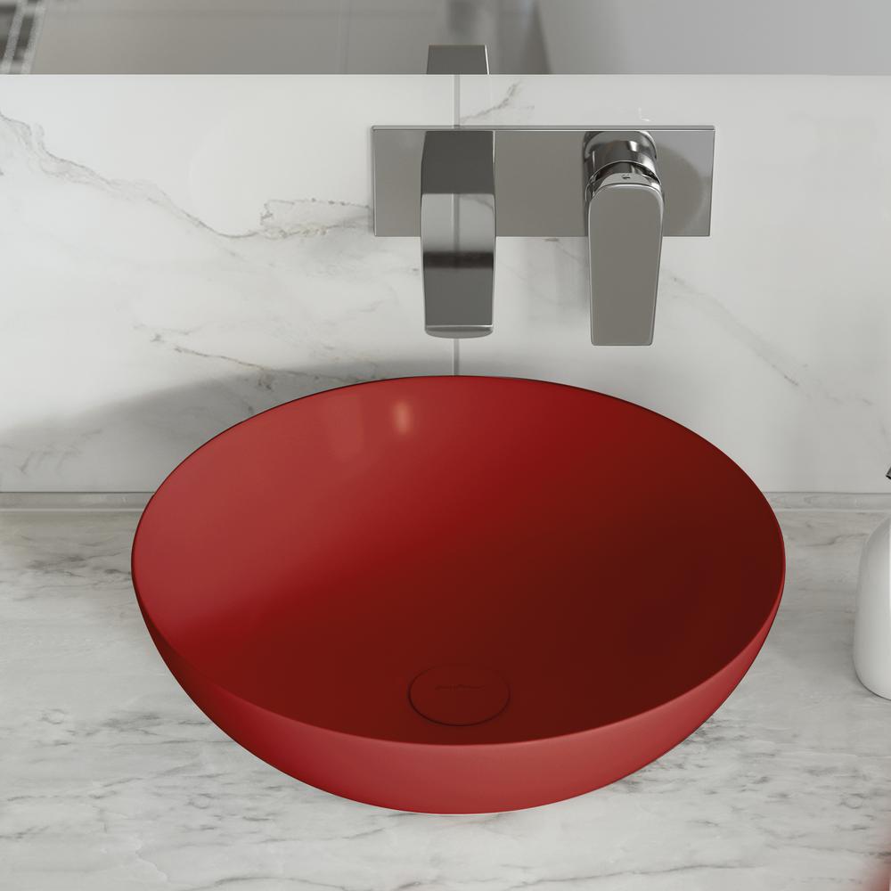 Classe 16 Ceramic Sink in Matte Red. Picture 16