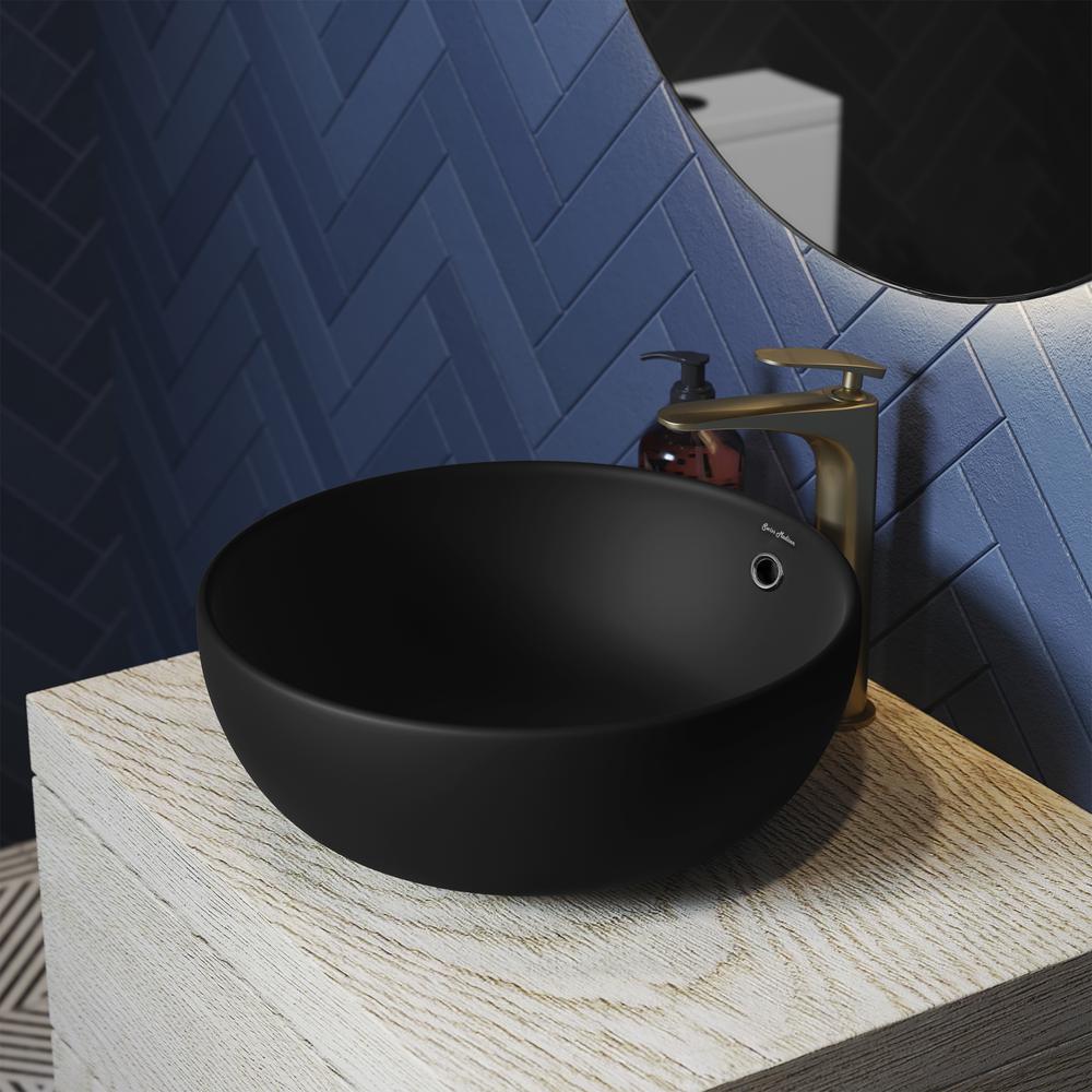 Sublime 17” Round Vessel Sink in Matte Black. Picture 18