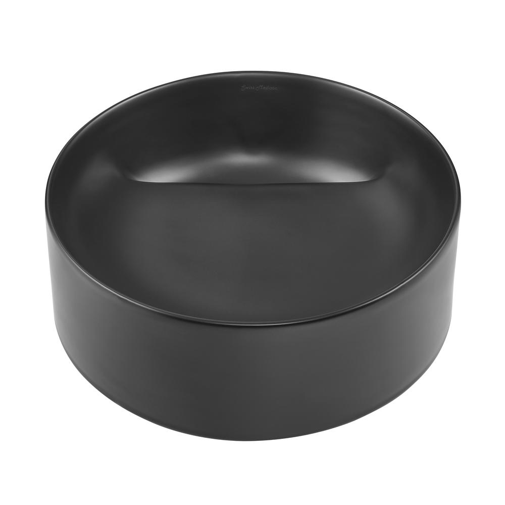 Beau 16.5" Round Vessel Bathroom Sink in Matte Black. Picture 1