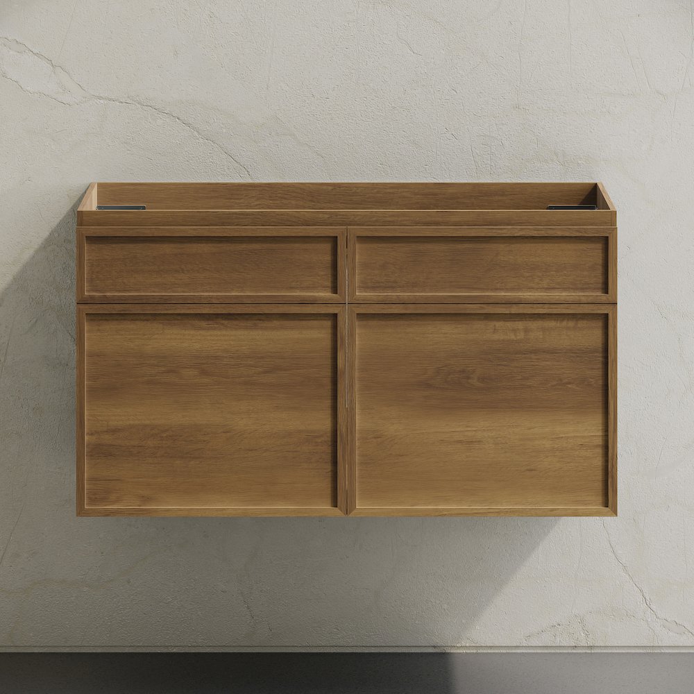 St. Tropez 36" Wall-Mounted Bathroom Vanity Cabinet without Top in Brown Oak. Picture 6