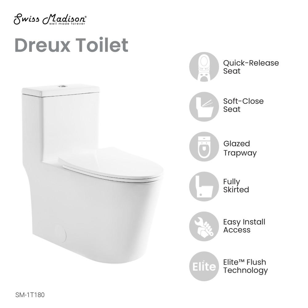 One-Piece Elongated Toilet with 0.8 GPF Water Saving Patented Technology. Picture 4