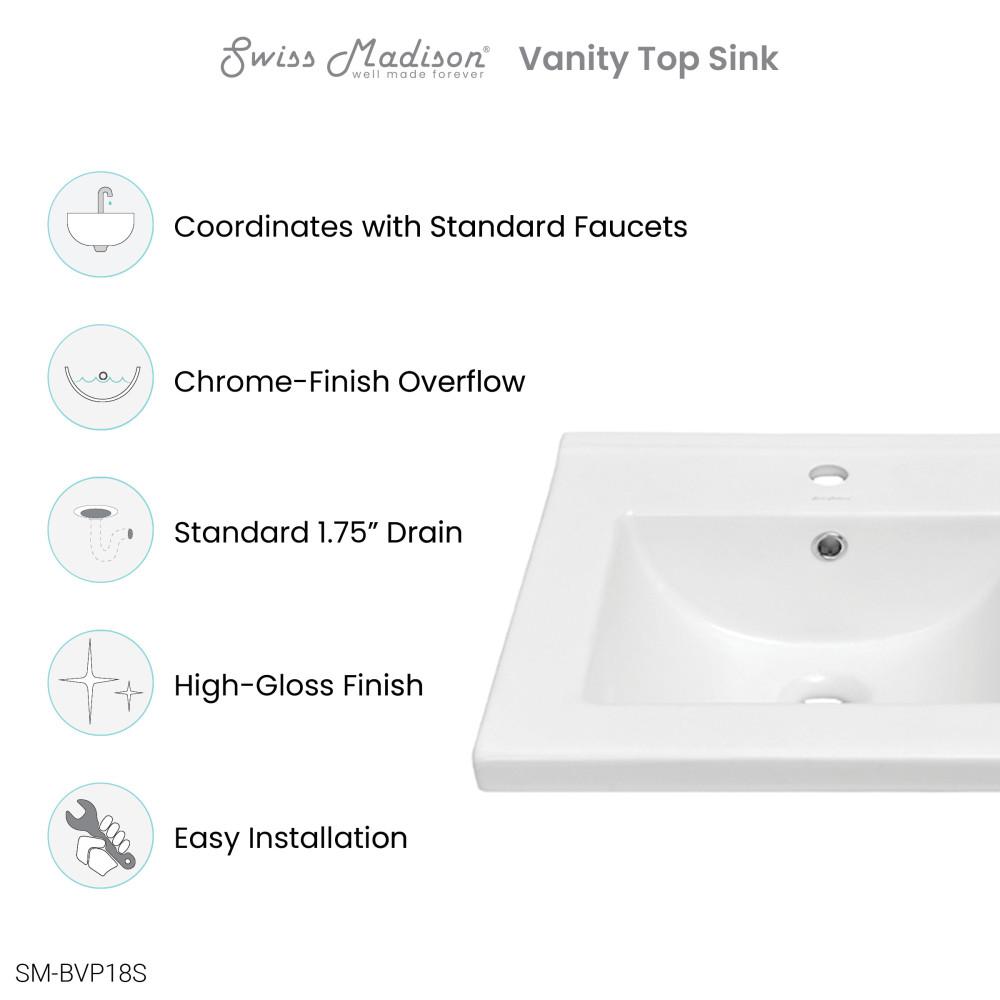 18" Ceramic Square Vanity Sink Top. Picture 4