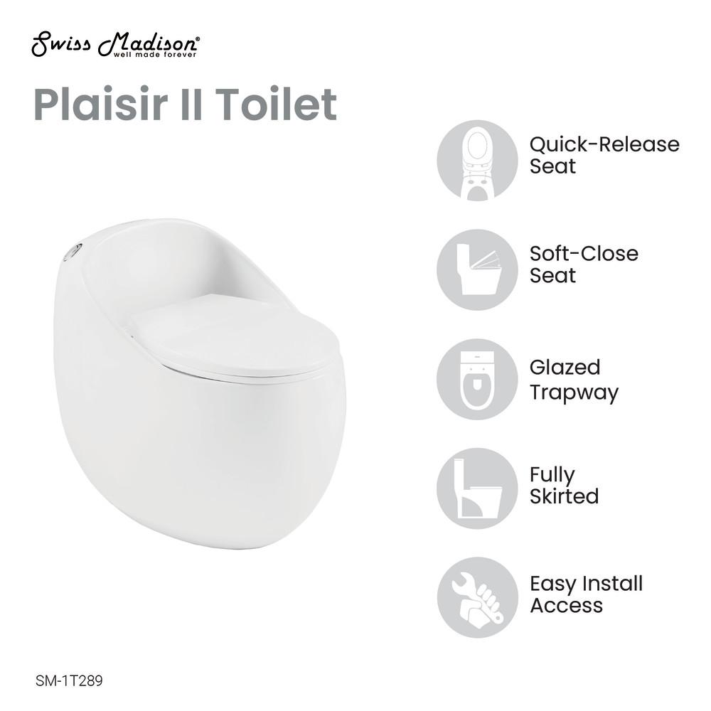 Plaisir II One-Piece Elongated Toilet Top Flush 1.28 GPF. Picture 4