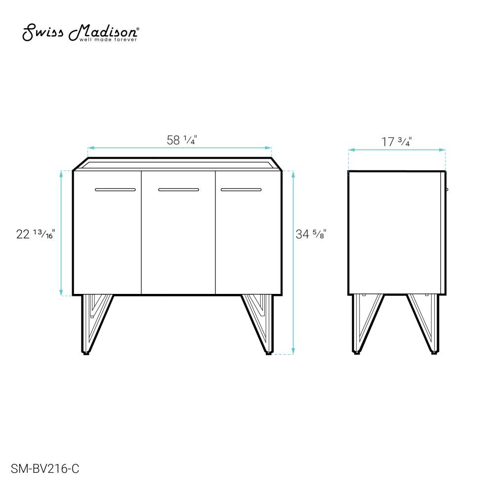 Annecy 60 Glossy White Bathroom Vanity Cabinet Only (SM-BV216). Picture 4