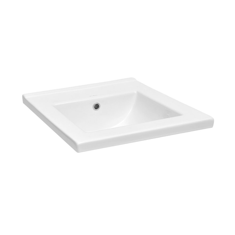 18" Zero Hole Vanity Sink Top in Glossy White. Picture 3