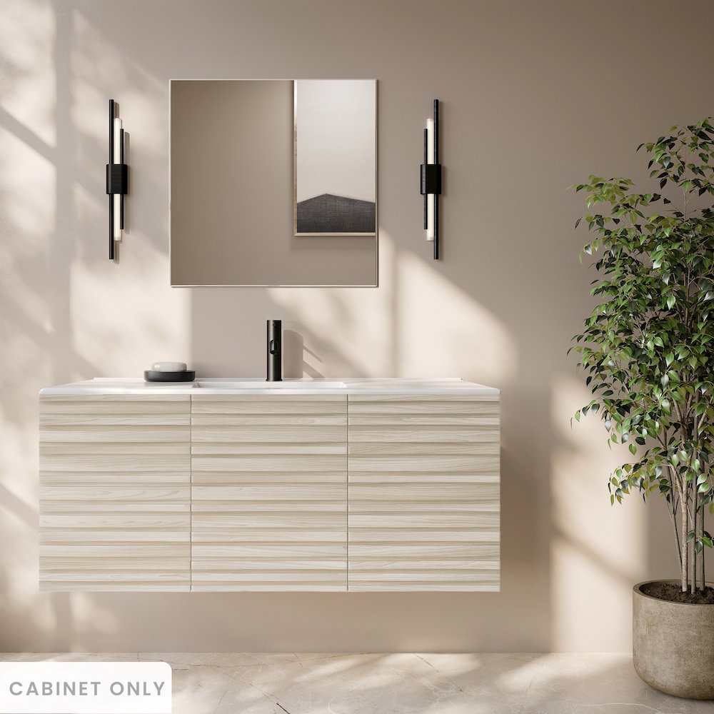 Cascade 48" Wall-Mounted Bathroom Vanity Cabinet without Top in White Oak. Picture 7