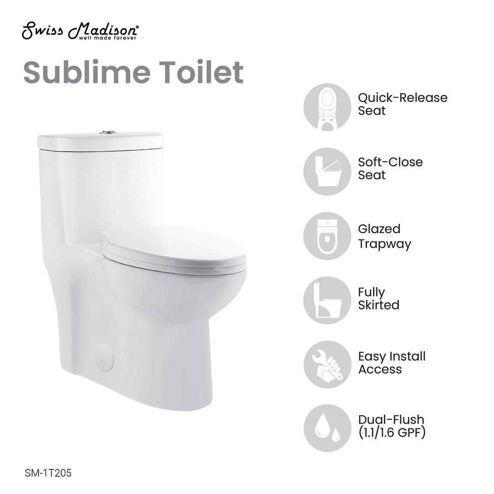 Sublime One-Piece Elongated Toilet Dual-Flush 1.1/1.6 gpf. Picture 4