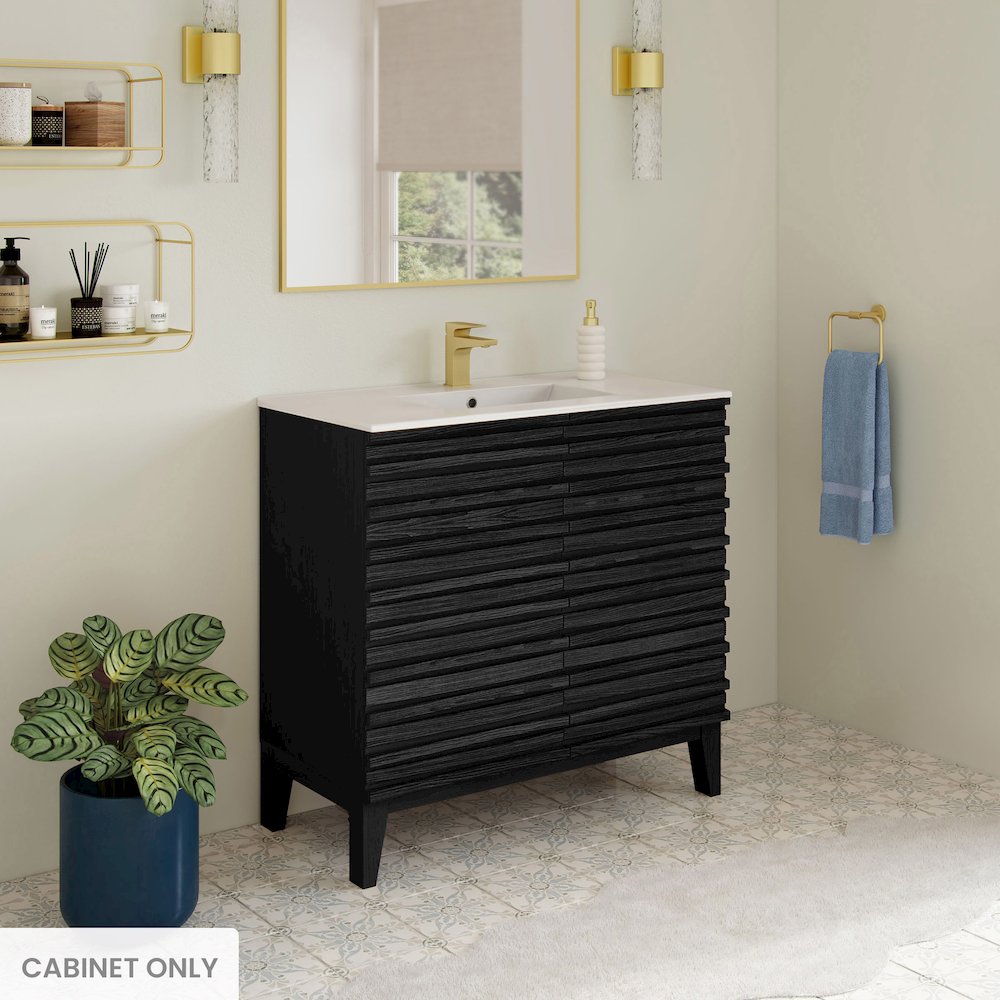 Cascade 30" Freestanding Bathroom Vanity Cabinet without Top in Black Oak. Picture 7