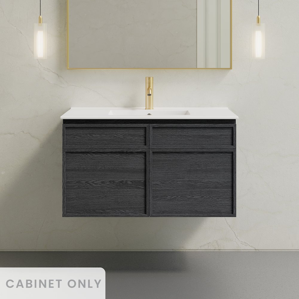 St. Tropez 36" Wall-Mounted Bathroom Vanity Cabinet without Top in Black Oak. Picture 7