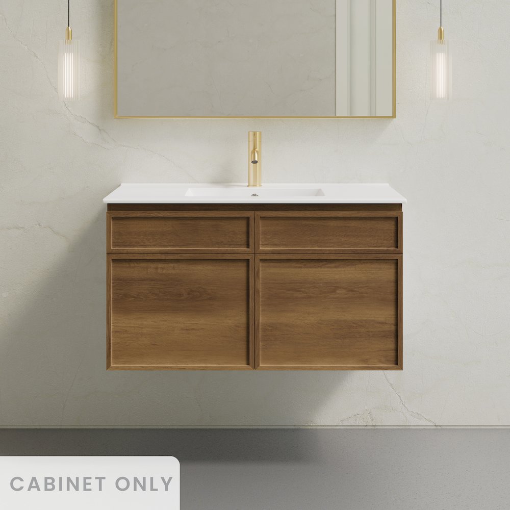 St. Tropez 36" Wall-Mounted Bathroom Vanity Cabinet without Top in Brown Oak. Picture 7