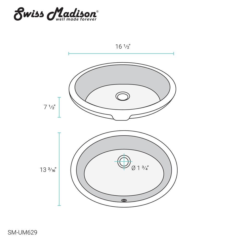 Plaisir 16.5 Oval Under-Mount Bathroom Sink. Picture 14