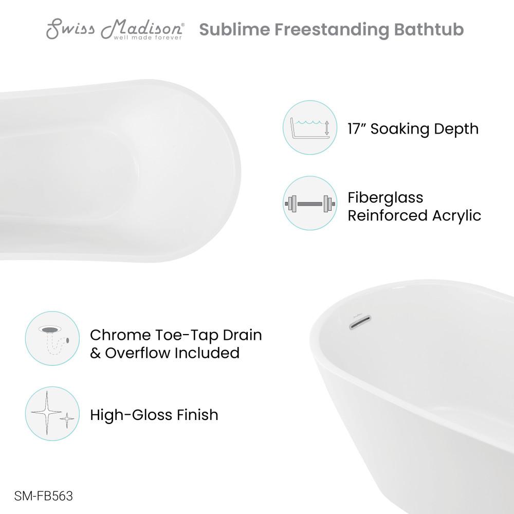 Sublime 60" Single Slipper Freestanding Bathtub. Picture 4