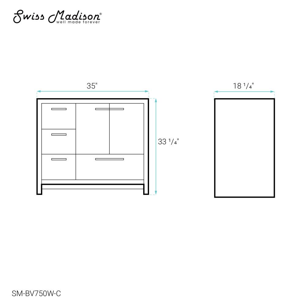 Virage 36 Freestanding, Bathroom Vanity in Glossy White - Cabinet. Picture 4