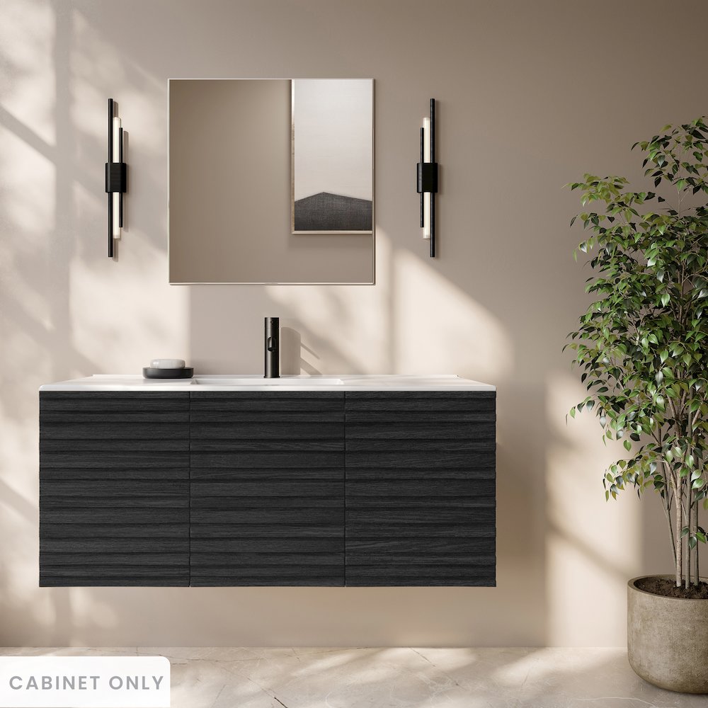 Cascade 48" Wall-Mounted Bathroom Vanity Cabinet without Top in Black Oak. Picture 7