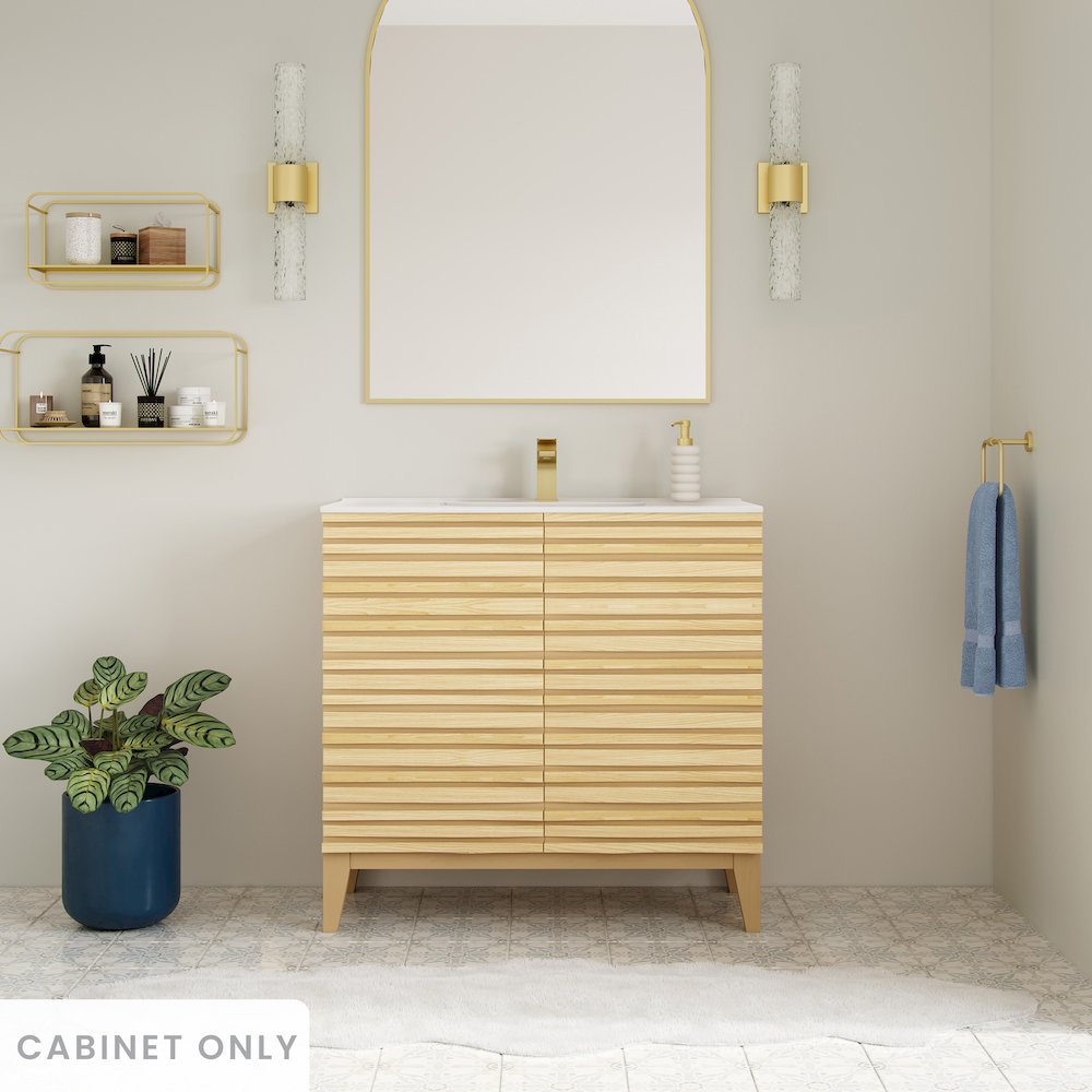 Cascade 30" Freestanding Bathroom Vanity Cabinet without Top in Natural Oak. Picture 7