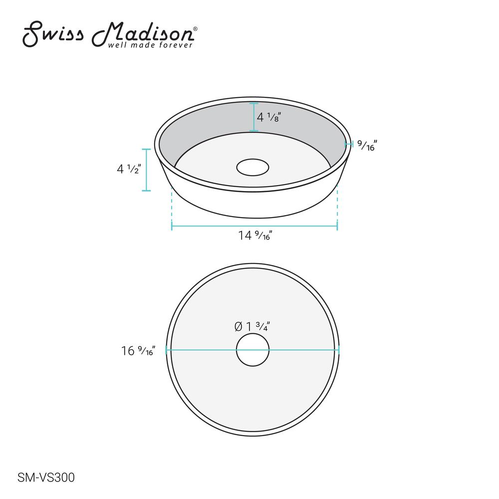 Avallon 16.5 " Round Glass Vessel Sink, Black. Picture 14