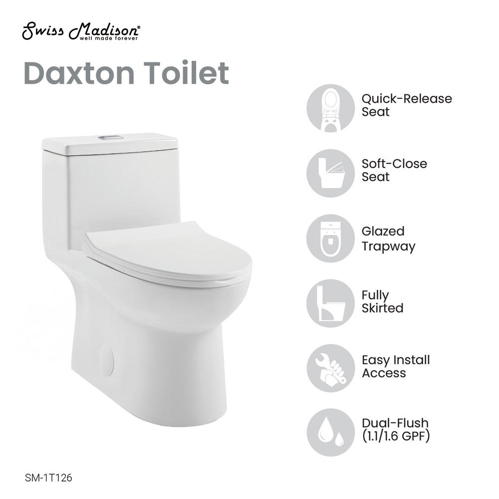 Daxton One-Piece Elongated Dual-Flush Toilet 1.1/1.6 gpf. Picture 4